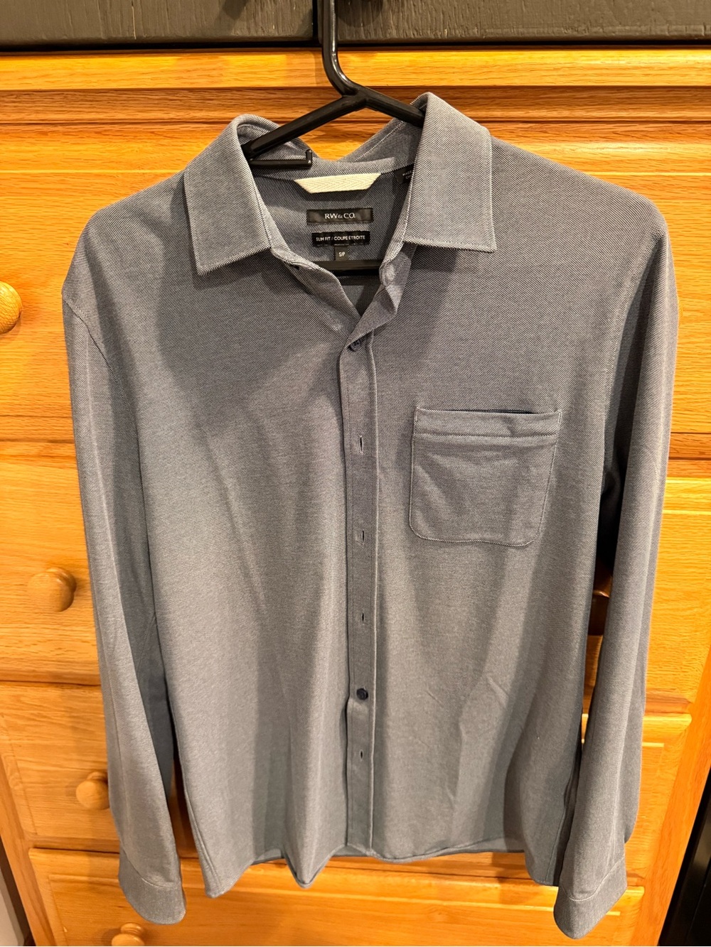 RW&CO. Men's Casual Button-Down Shirt — Slate Blue